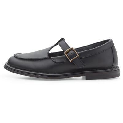 manufactum Damen-Loafer mit Riemen Schwarz Heißer Verkauf