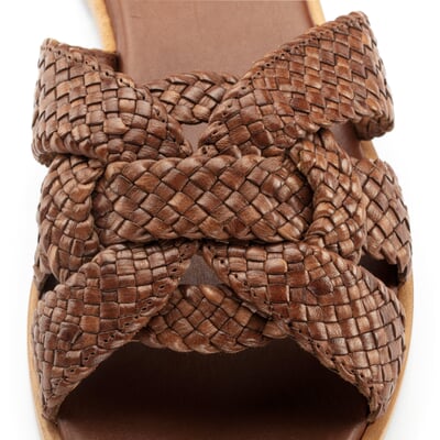 manufactum Damen-Lederpantolette geflochten Braun Neueste Mode
