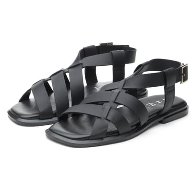 manufactum Damen-Ledersandale Schwarz