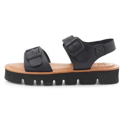 manufactum Damen-Ledersandale Schwarz Große Rabatte
