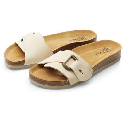manufactum Damen-Lederpantolette Creme