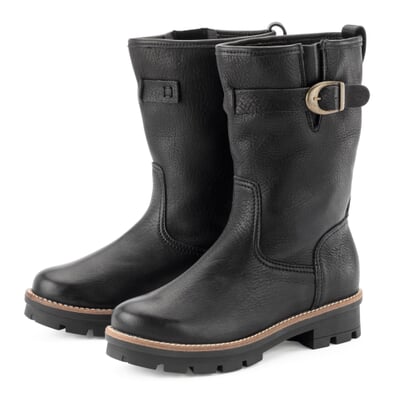 manufactum Damenhalbstiefel Rindleder gefüttert Schwarz