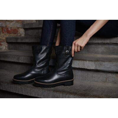 manufactum Damenhalbstiefel Rindleder gefüttert Schwarz Nur für heute