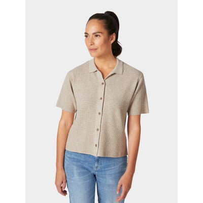manufactum Damen-Strickpolo geknöpft Natur Schlussverkauf