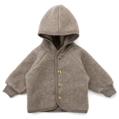 manufactum Kinder-Jacke Schurwollfleece Braunmelange Lagerräumung