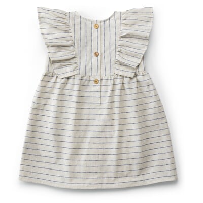manufactum Kinder-Kleid Baumwolle-Leinen Blau-Weiß Online Outlet