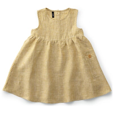 manufactum Kinder-Kleid Leinen gestreift Hellgelb