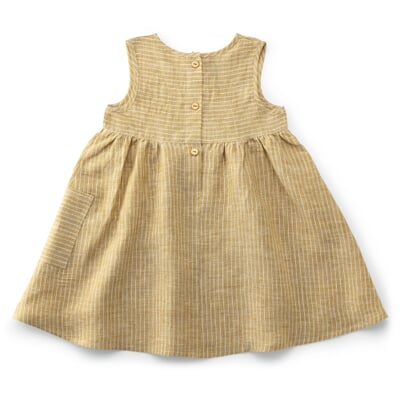 manufactum Kinder-Kleid Leinen gestreift Hellgelb Zeitlich begrenztes Angebot