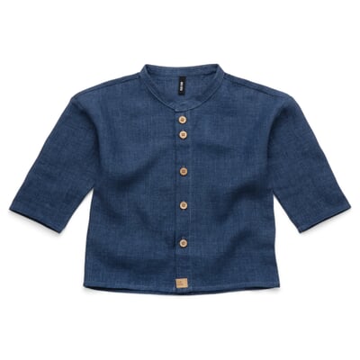 manufactum Kinder-Hemd Leinen Denimblau Blitzangebot