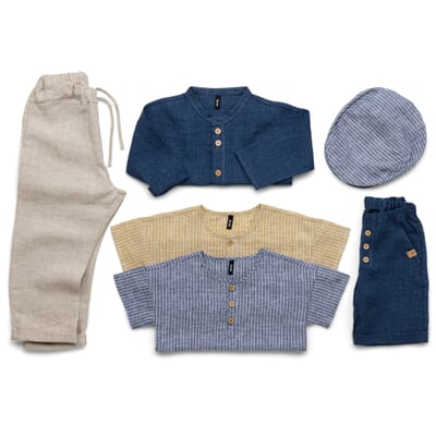manufactum Kinder-Hemd Leinen Denimblau Blitzangebot