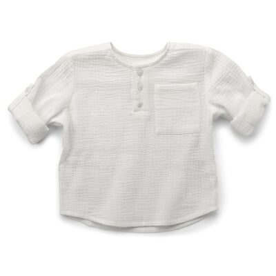 manufactum Kinder-Henley-Shirt Musselin Weiß Saisonale Angebote