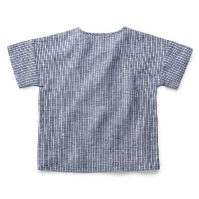 manufactum Kinder-T-Shirt Leinen gestreift Blaumelange Letzter Tag