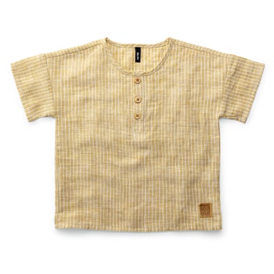 manufactum Kinder-T-Shirt Leinen gestreift Hellgelb