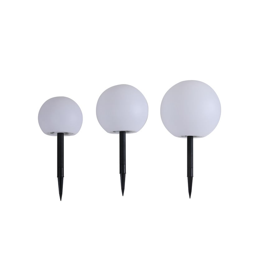 lampenwelt Lindby LED-Solarlampen Lago 3er-Set Kugeln Erdspieß weiß Neueste Mode