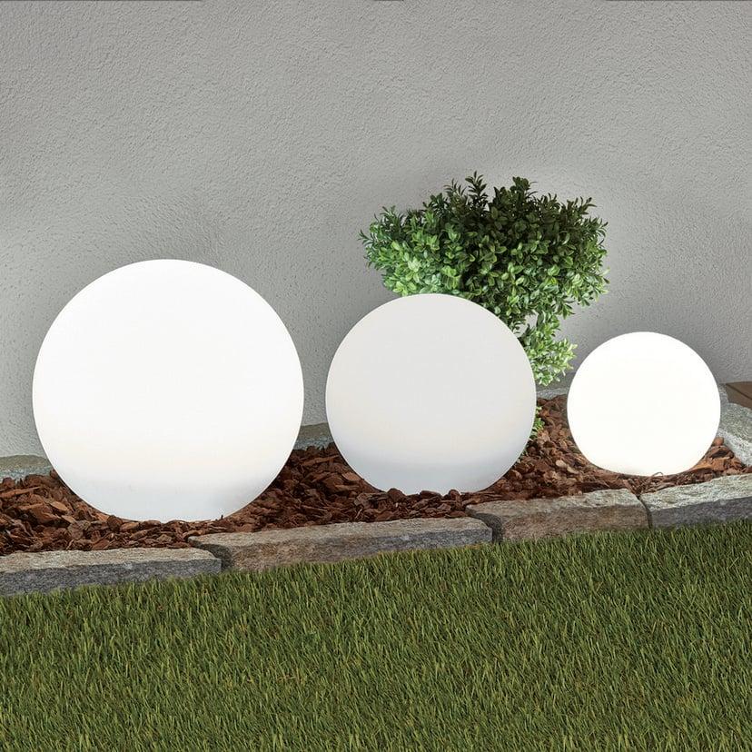 lampenwelt Lindby LED-Solarlampen Lago 3er-Set Kugeln Erdspieß weiß Neueste Mode