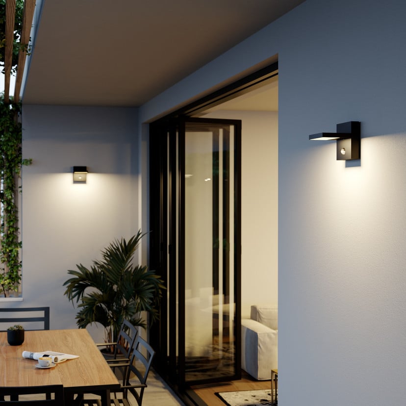 lampenwelt Lucande LED-Außenwandlampe Silvan grafitgrau Sensor IP54 Zeitlich begrenztes Angebot
