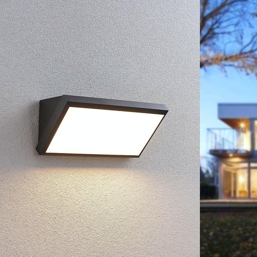 lampenwelt Lindby LED-Außenwandleuchte Abby Sensor IP65 dunkelgrau Räumungsverkauf