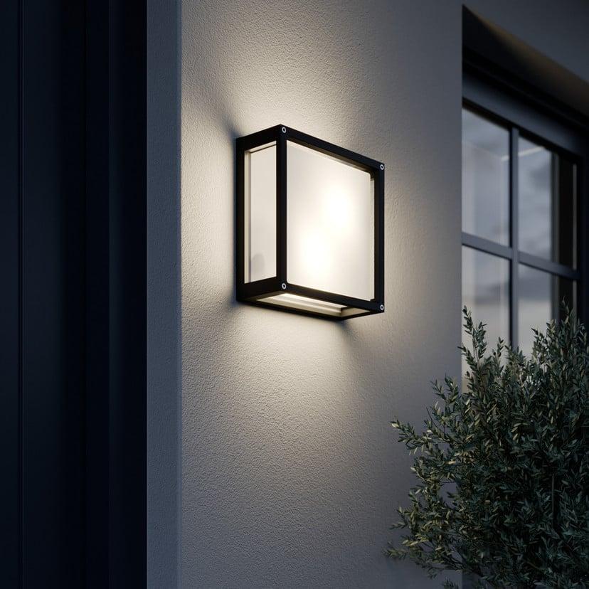 lampenwelt Lucande Außenwandlampe Aurelien grau Metall 25 x 25 cm Kauf eins, bekomm eins gratis