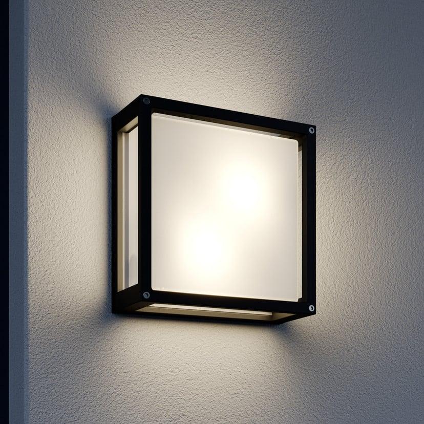 lampenwelt Lucande Außenwandlampe Aurelien grau Metall 25 x 25 cm Kauf eins, bekomm eins gratis