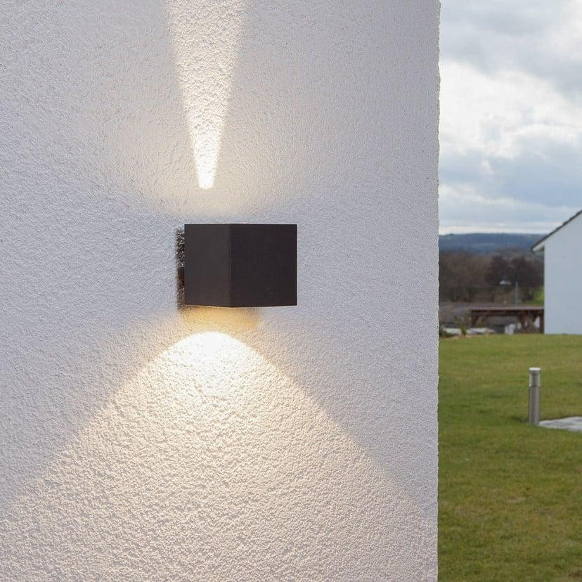 lampenwelt Lucande LED-Außenwandleuchte Jarno anthrazit Metall 9 cm Riesige Ersparnisse