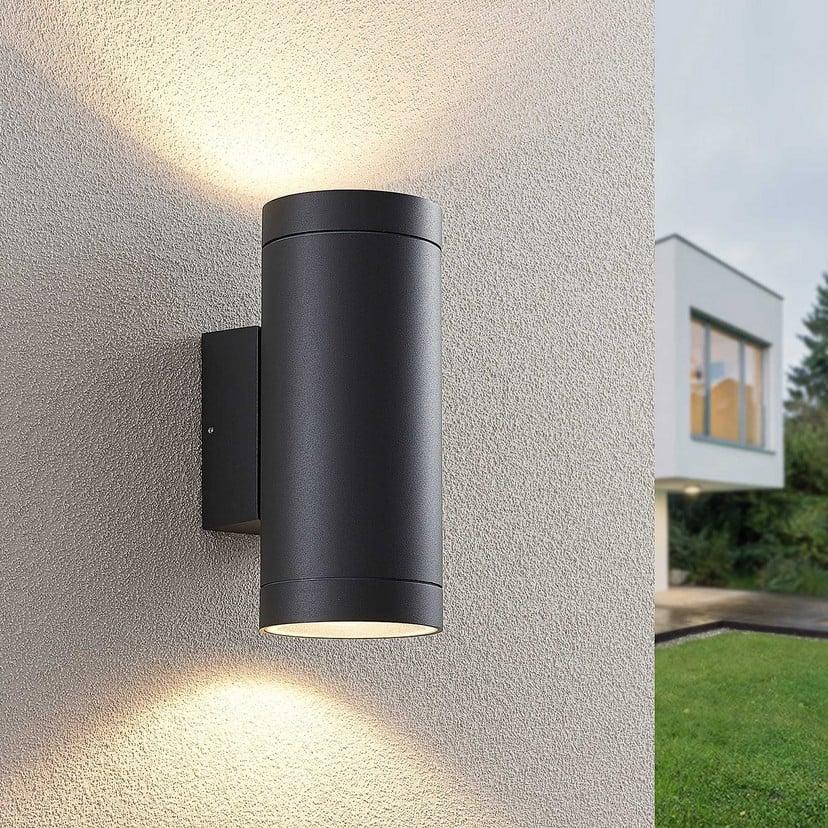 lampenwelt Lucande Außenwandleuchte Thomke 2-flammig anthrazit Alu Letzter Tag