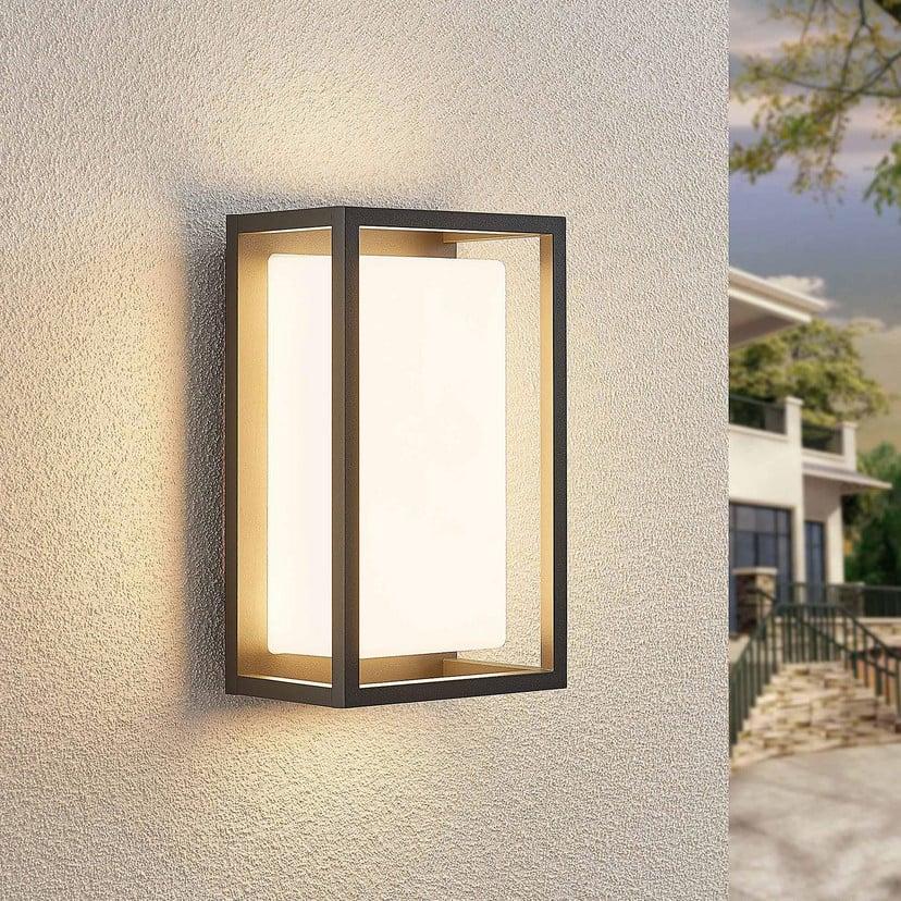lampenwelt Lucande LED-Außenwandleuchte Ilirian anthrazit Alu 25cm 50% Rabatt mit kostenlosem Versand