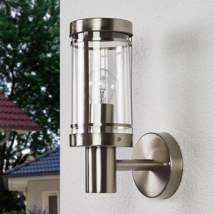 lampenwelt Lindby Außenwandlampe Djori aluminiumfarben Edelstahl E27 Im Verkauf