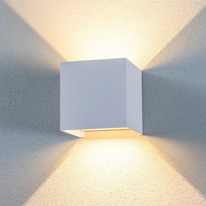 lampenwelt Lindby LED-Außenwandleuchte Nivar eckig weiß Metall IP54 Outlet