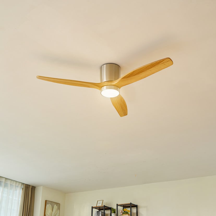 lampenwelt Lucande LED-Deckenventilator Faipari nickel DC leise 132cm Schlussverkauf