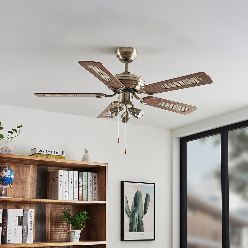 lampenwelt Lucande Deckenventilator mit Licht Anariki leise messing Versandkostenfrei