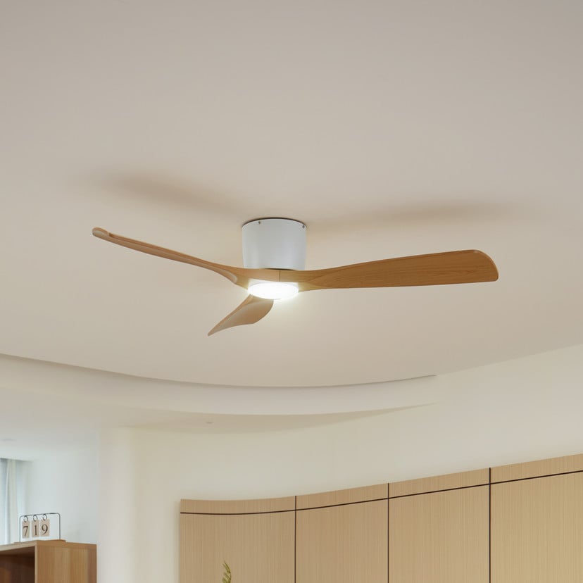lampenwelt Lucande Smart LED-Deckenventilator Moneno weiß/holz Tuya Exklusivangebot