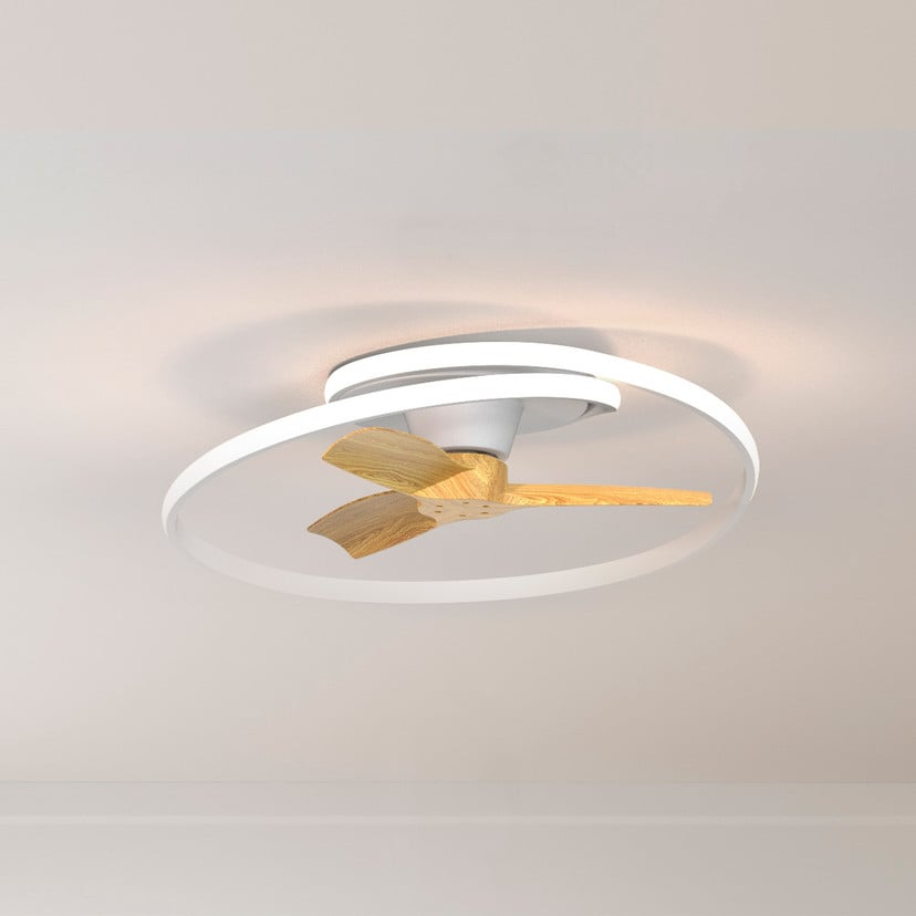 lampenwelt LED-Deckenventilator Ocean weiß/holz DC leise Ø 78 cm CCT Preisnachlass