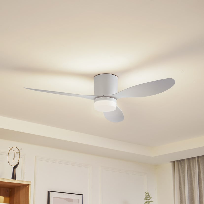 lampenwelt Lucande LED-Deckenventilator Kayu weiß DC leise Ø 132 cm Weihnachtsangebot
