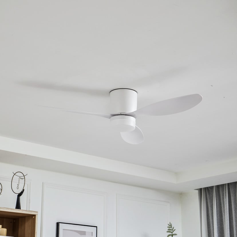 lampenwelt Lucande LED-Deckenventilator Kayu weiß DC leise Ø 132 cm Weihnachtsangebot