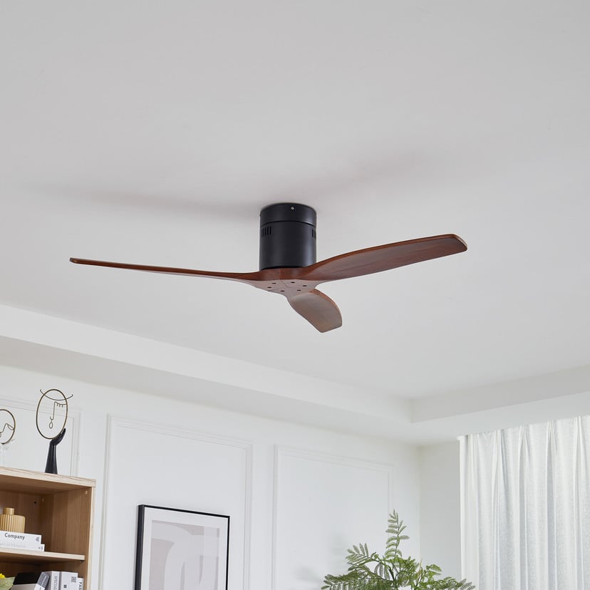 lampenwelt Lucande Deckenventilator Vindur schwarz Holz DC leise Lagerräumung