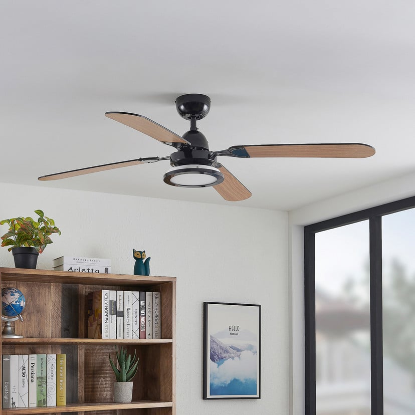 lampenwelt Lucande LED-Deckenventilator Tedric schwarz leise 133 cm Top Angebot