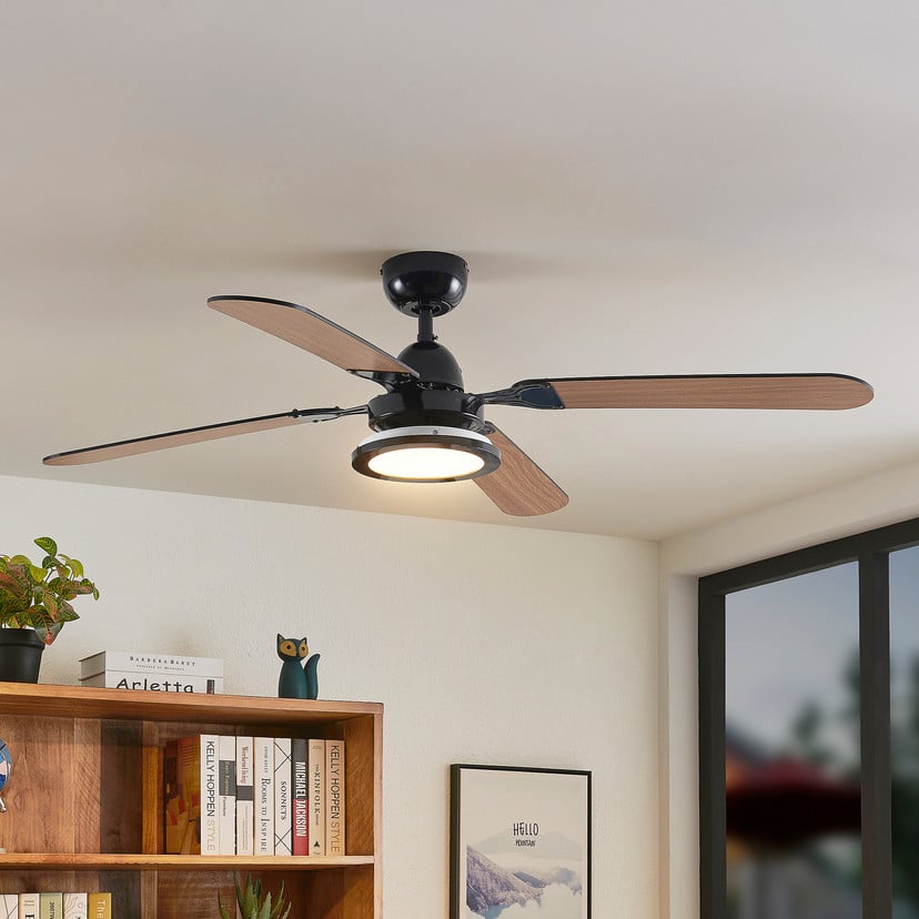 lampenwelt Lucande LED-Deckenventilator Tedric schwarz leise 133 cm Top Angebot