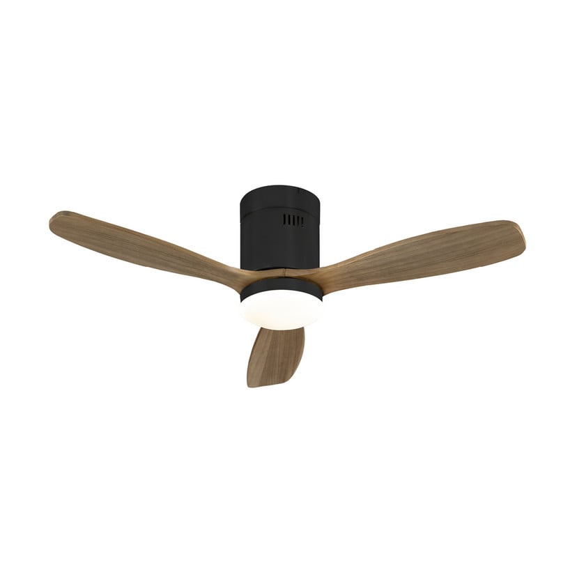 lampenwelt LED-Deckenventilator Siroco Mini DC leise schwarz/walnuss Zeitlich begrenztes Angebot