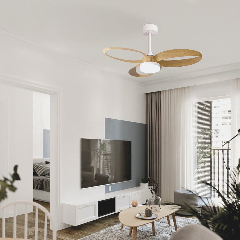 lampenwelt LED-Deckenventilator Infinity Holzdekor DC leise Ø 93 cm CCT Exklusive Angebote