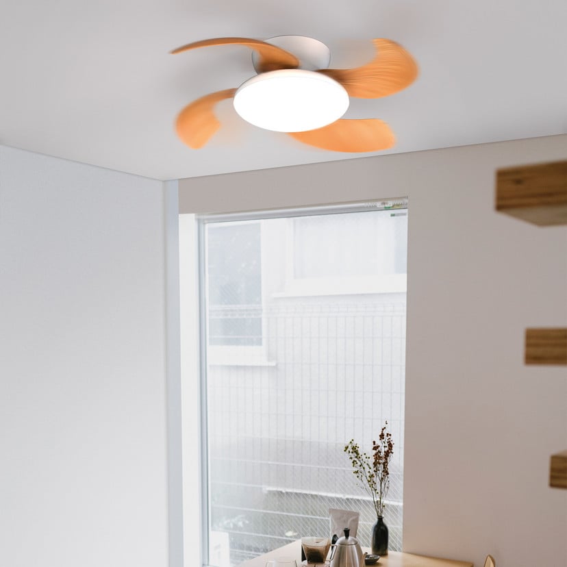 lampenwelt LED-Deckenventilator Aloha holz DC-Motor leise Ø 90 cm CCT Neuheiten
