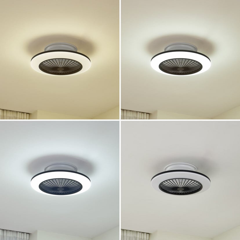 lampenwelt Lindby LED-Deckenventilator Mamuti schwarz leise Ø 55 cm Sonderangebote