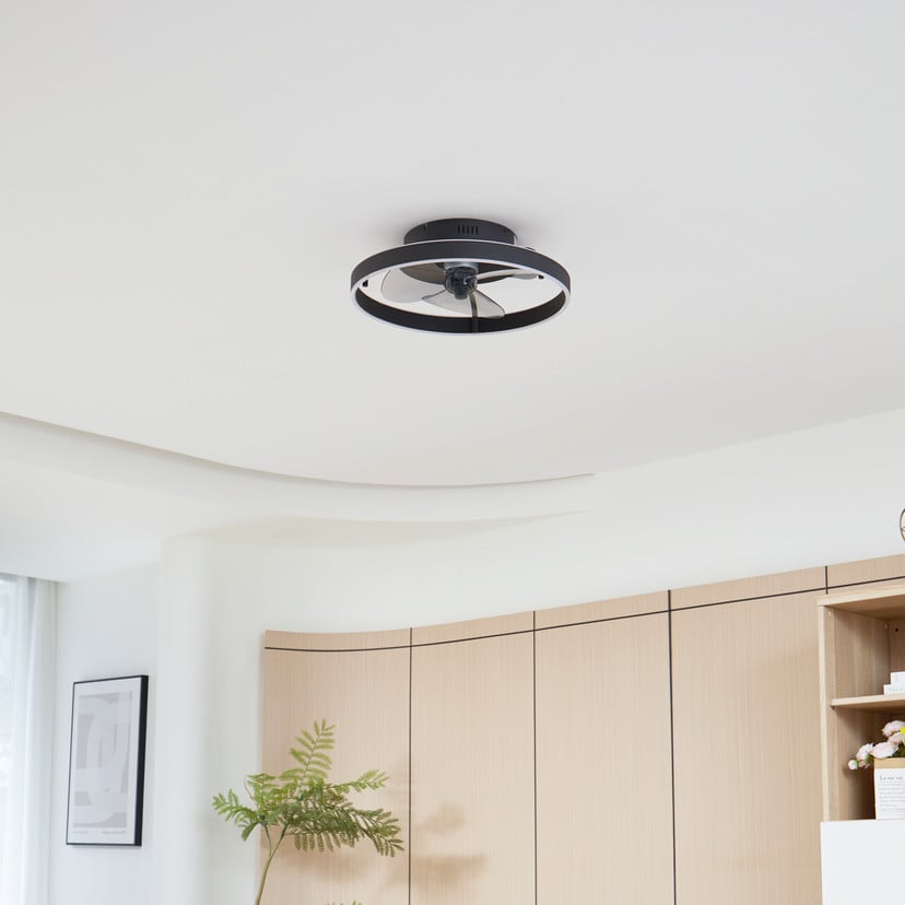 lampenwelt Lindby LED-Deckenventilator Momitu schwarz leise Ø 14 cm Begrenzte Freigabe