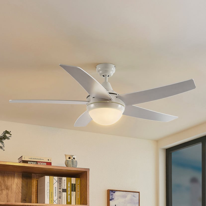 lampenwelt Lindby Deckenventilator mit Licht Auraya leise weiß 130cm Letzte 3 Tage