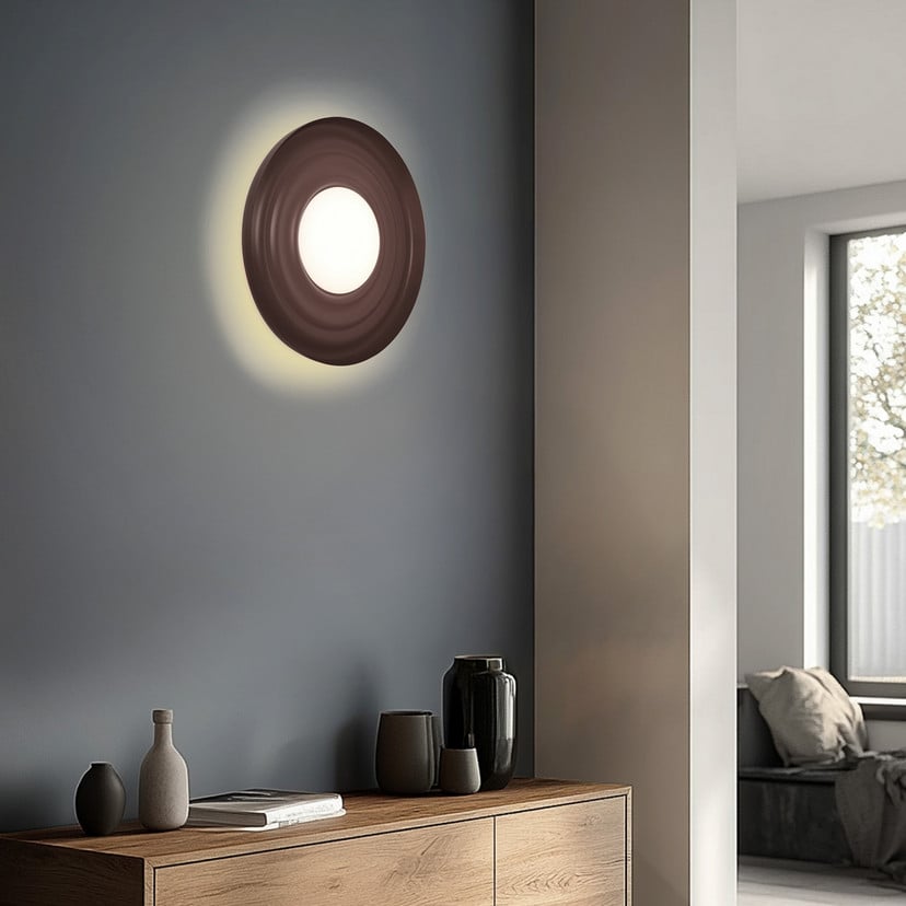 lampenwelt Lindby LED-Wandleuchte Waves Metall braun rund Ø 43 cm Bis zu 60% Rabatt