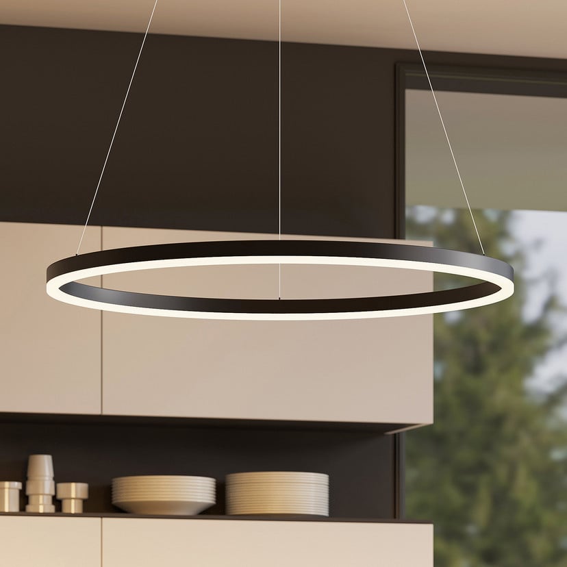 lampenwelt Arcchio LED-Hängeleuchte Albiona schwarz 1 Ring Ø 80 cm Nur noch ein Tag übrig