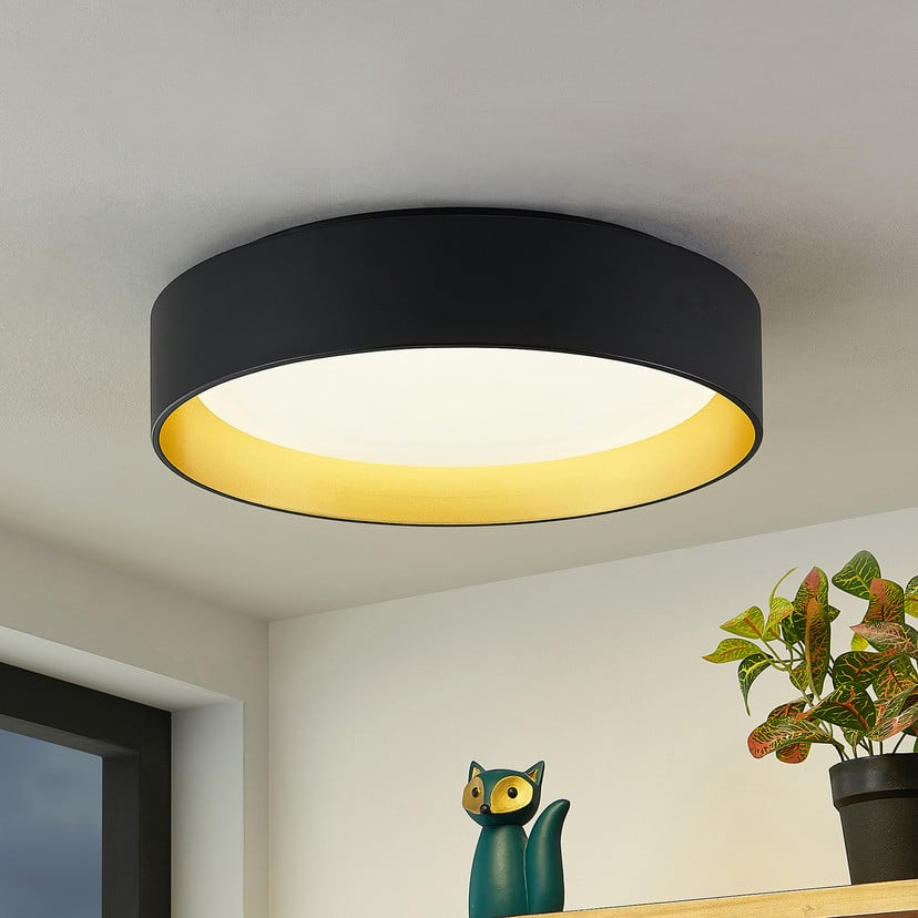 lampenwelt Lindby LED-Deckenlampe Gracjan schwarz Metall CCT Ø45cm Online