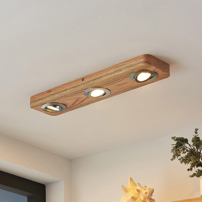 lampenwelt Lindby LED-Deckenleuchte Mikari 48 cm Holz schwenkbar Blitzverkäufe
