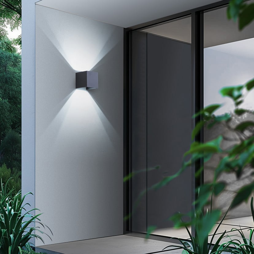 lampenwelt Lindby Smart LED-Außenwandlampe Dara grau eckig CCT RGB Tuya Riesige Rabatte