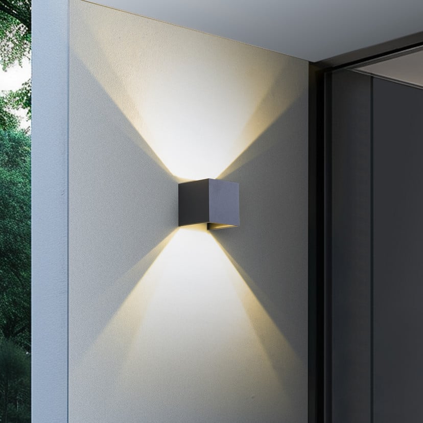 lampenwelt Lindby Smart LED-Außenwandlampe Dara grau eckig CCT RGB Tuya Riesige Rabatte