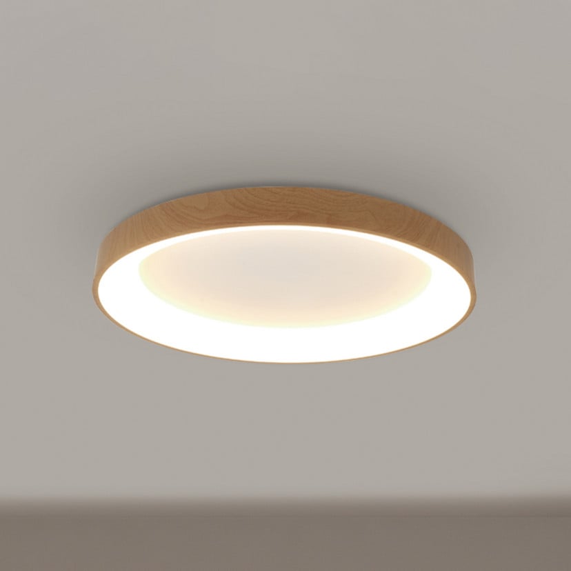 lampenwelt LED-Deckenlampe Niseko II CCT Fernbedienung Ø50cm holzfarben Auslauf